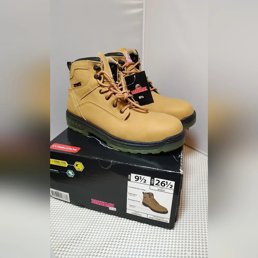 Brahma Women's Size 9.5 Combustion 6" Steel Toe Work Boots Wheat